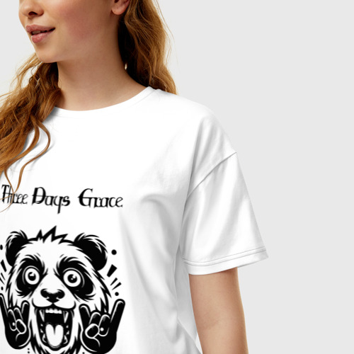 Женская футболка хлопок Oversize Three Days Grace - rock panda, цвет белый - фото 3