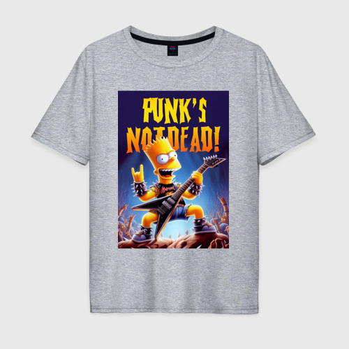 Мужская футболка хлопок Oversize Bart Simpson - punks not dead, цвет меланж