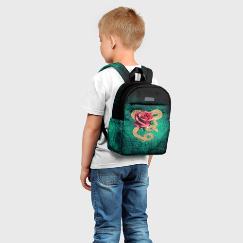 Детский рюкзак 3D Золотая змея и розовая роза - фото 3