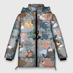 Женская зимняя куртка Oversize Милый мультфильм о морских животных