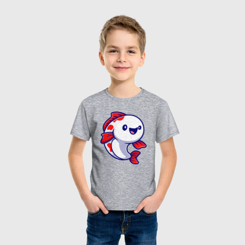 Детская футболка хлопок Милая рыбёшка, цвет меланж - фото 3