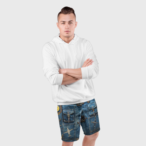 Мужские шорты спортивные Джинсы лётчика-авиатора, цвет 3D печать - фото 5
