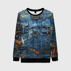 Женский свитшот 3D Джинсы лётчика-авиатора