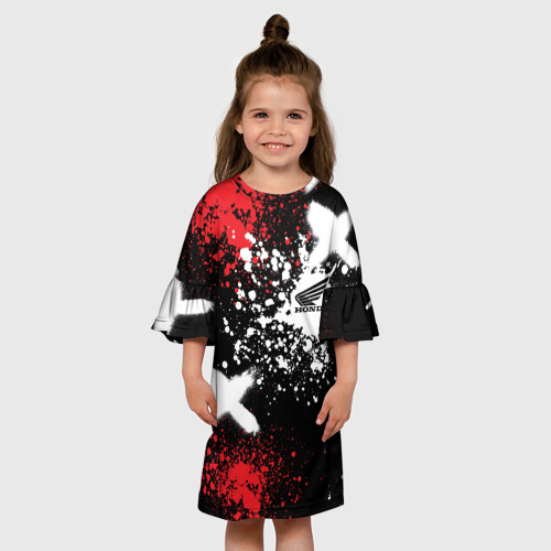 Детское платье 3D Хонда на фоне граффити и брызг красок, цвет 3D печать - фото 4