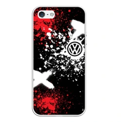 Чехол для iPhone 5/5S матовый Фольксваген на фоне граффити и брызг красок