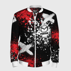 Мужской бомбер 3D Мазда на фоне граффити и брызг красок