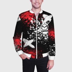 Мужской бомбер 3D Мазда на фоне граффити и брызг красок - фото 2