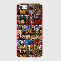 Чехол для iPhone 5/5S матовый Портреты всех героев Heroes of Might and Magic