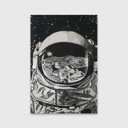 Обложка для паспорта матовая кожа Космонавт в черно-белом мире, цвет красный