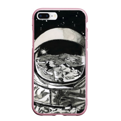 Чехол для iPhone 7Plus/8 Plus матовый Космонавт в черно-белом мире