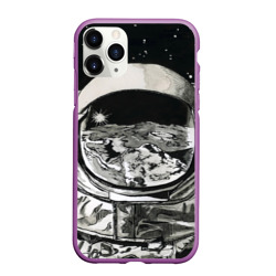 Чехол для iPhone 11 Pro Max матовый Космонавт в черно-белом мире