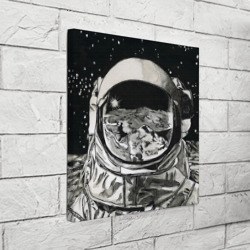Холст квадратный Космонавт в черно-белом мире - фото 2