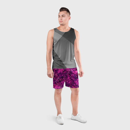 Мужские шорты спортивные с принтом Абстрактная текстура тёмно-розовый, вид сбоку #3