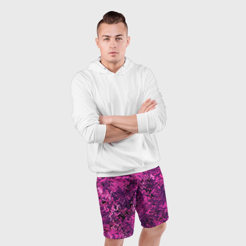 Мужские шорты спортивные с принтом Абстрактная текстура тёмно-розовый, фото #4