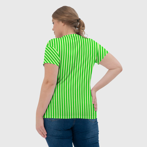 Женская футболка 3D Полосатый салатовый, цвет 3D печать - фото 7
