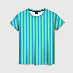 Женская футболка 3D Зелёно-голубой полосатый