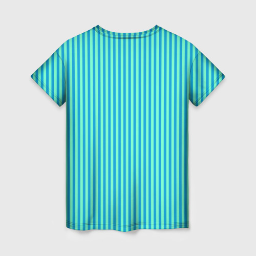 Женская футболка 3D Зелёно-голубой полосатый, цвет 3D печать - фото 2