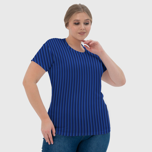 Женская футболка 3D с принтом Синий в вертикальную полоску, фото #4
