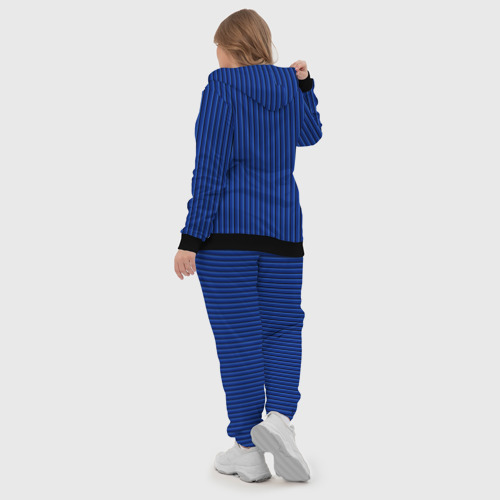 Женский костюм 3D с принтом Синий в вертикальную полоску, вид сзади #2