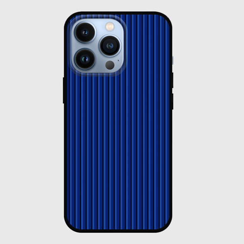 Чехол для iPhone 13 Pro с принтом Синий в вертикальную полоску, вид спереди #2