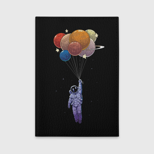 Обложка для автодокументов Космонавт с воздушными шарами, цвет зеленый