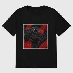 Женская футболка хлопок Oversize Фрирен белая на черном 