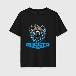 Женская футболка хлопок Oversize Russian bear head