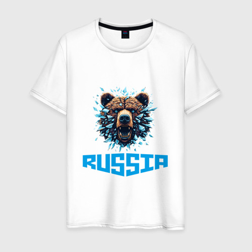 Мужская футболка хлопок Russian bear head, цвет белый
