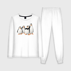 Женская пижама с лонгсливом хлопок Мадагаскар пингвины