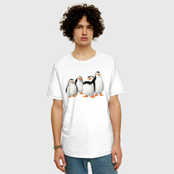 Мужская футболка хлопок Oversize Мадагаскар пингвины - фото 2