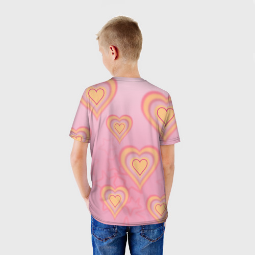 Детская футболка 3D Сердца градиент, цвет 3D печать - фото 4