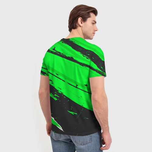 Мужская футболка 3D с принтом Roma sport green, вид сзади #2