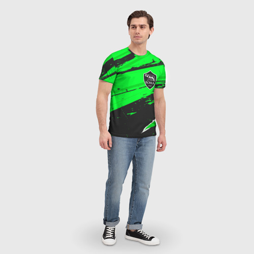 Мужская футболка 3D с принтом Roma sport green, вид сбоку #3