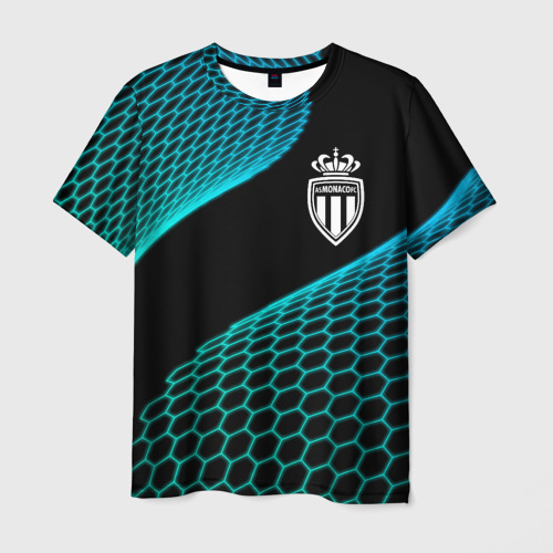 Мужская футболка с принтом Monaco football net, вид спереди №1