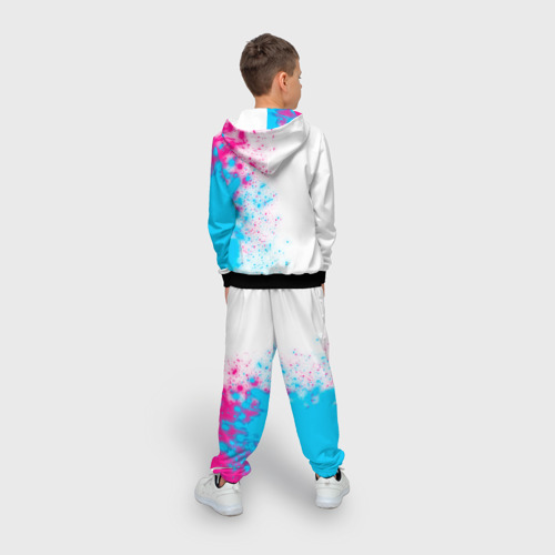 Детский 3D костюм с принтом Borussia neon gradient style по-вертикали, вид сзади #2