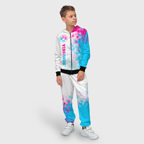 Детский 3D костюм с принтом Borussia neon gradient style по-вертикали, фото на моделе #1