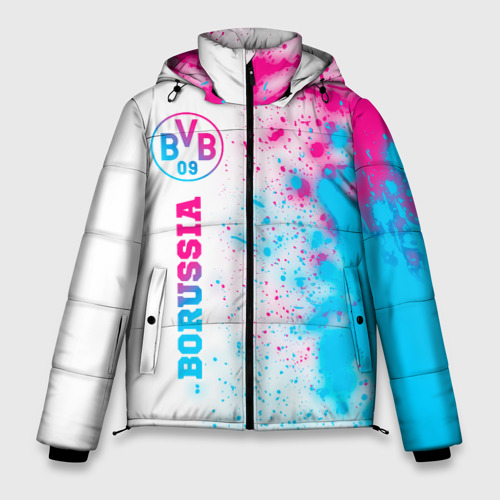 Мужская зимняя куртка 3D Borussia neon gradient style по-вертикали, цвет черный