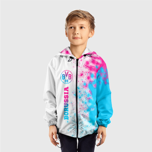 Детская ветровка 3D Borussia neon gradient style по-вертикали, цвет черный - фото 3