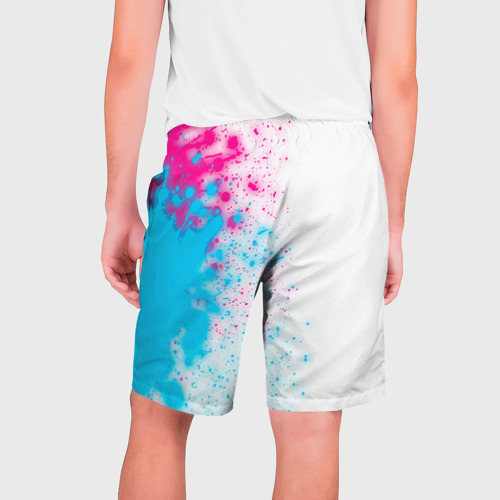 Мужские шорты 3D с принтом Borussia neon gradient style по-вертикали, вид сзади #1