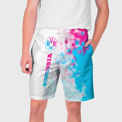 Мужские шорты 3D с принтом Borussia neon gradient style по-вертикали, вид спереди #2