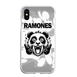 Чехол для iPhone XS Max матовый Ramones рок панда на светлом фоне