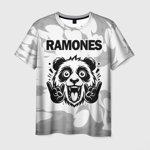 Мужская футболка 3D Ramones рок панда на светлом фоне, цвет 3D печать