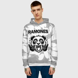 Мужская толстовка 3D Ramones рок панда на светлом фоне - фото 2