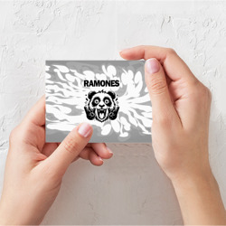Поздравительная открытка Ramones рок панда на светлом фоне - фото 2