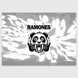 Поздравительная открытка Ramones рок панда на светлом фоне