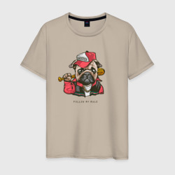 Мопс - follow my rule – Мужская футболка хлопок с принтом купить со скидкой в -20%