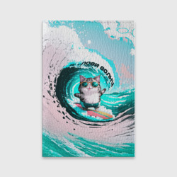 Обложка для паспорта матовая кожа Кот серфер лови волну