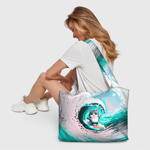 Пляжная сумка 3D Кот серфер лови волну - фото 6