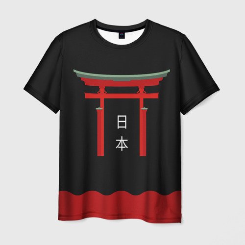 Мужская футболка с принтом Японские врата тории, вид спереди №1