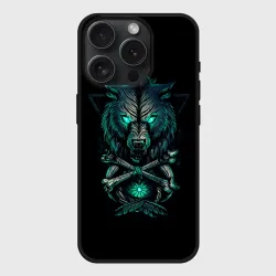 Чехол силиконовый для Apple iPhone 15 Pro Мax матовый Скандинавский светящийся волк